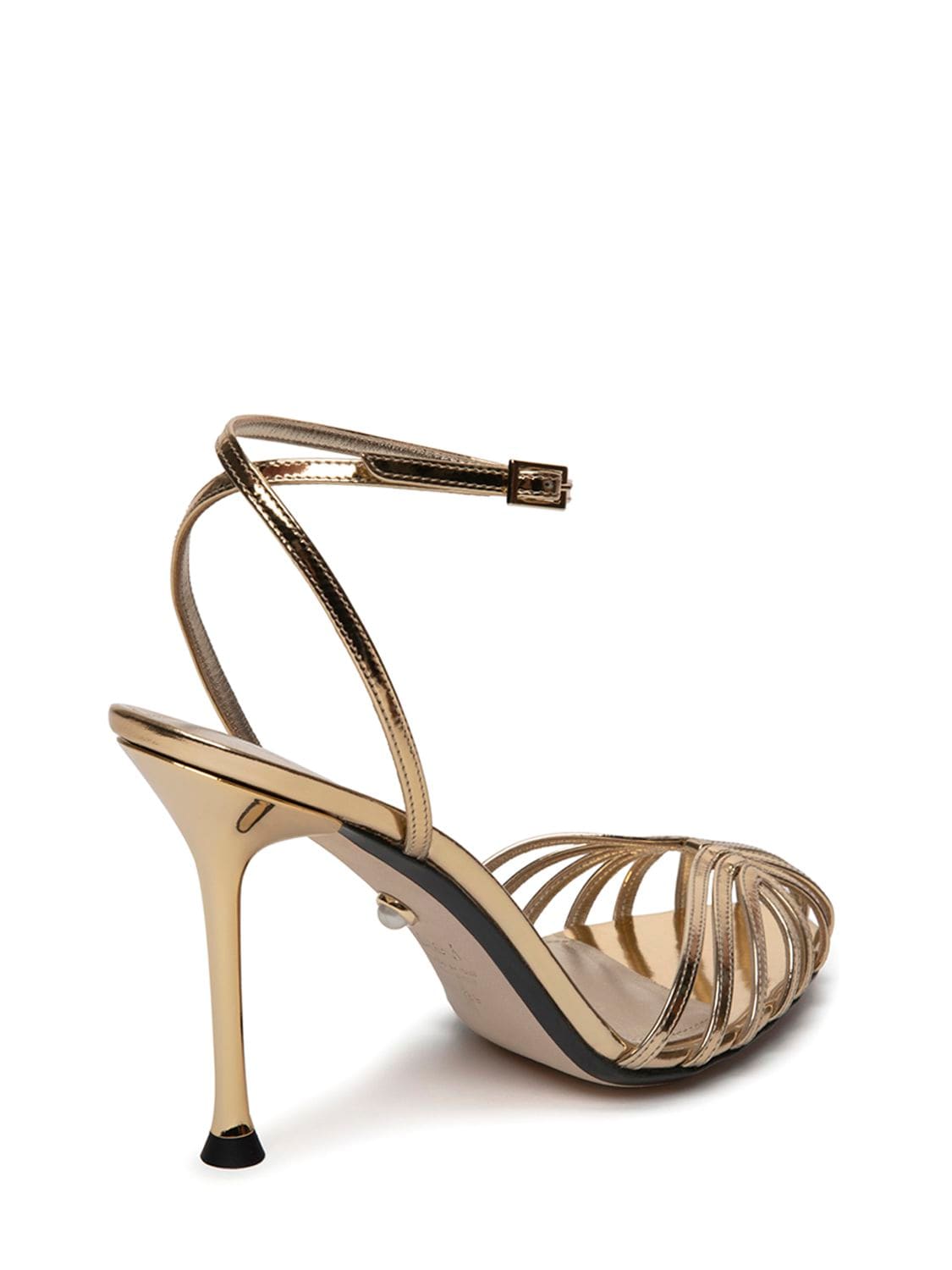 Shop Alevì 95mm Ally Mirror Leather Pumps In Gold
