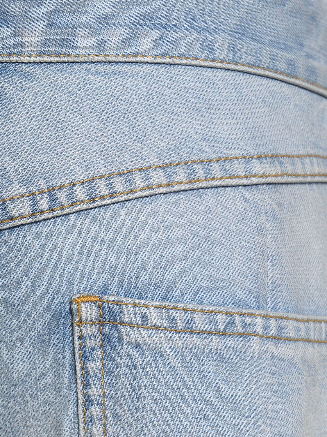 Shop Bottega Veneta Curved Shape Light Bleached Denim Jeans In Light Blue