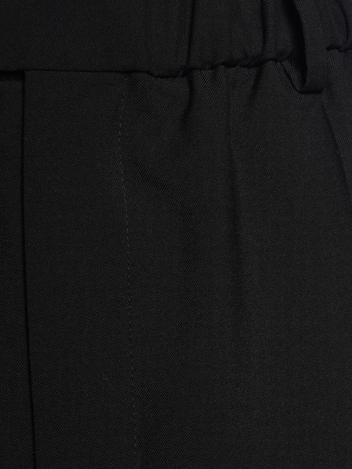 Shop Bottega Veneta Light Wool Twill Wide Leg Pants In Black