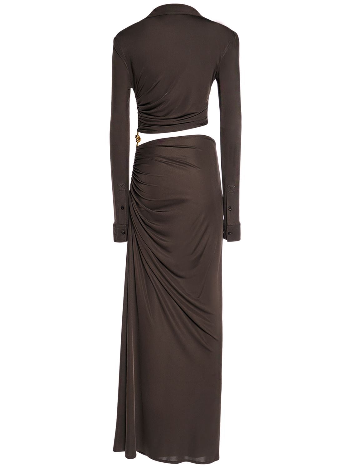 Shop Bottega Veneta Light Viscose Jersey Long Dress In Brown