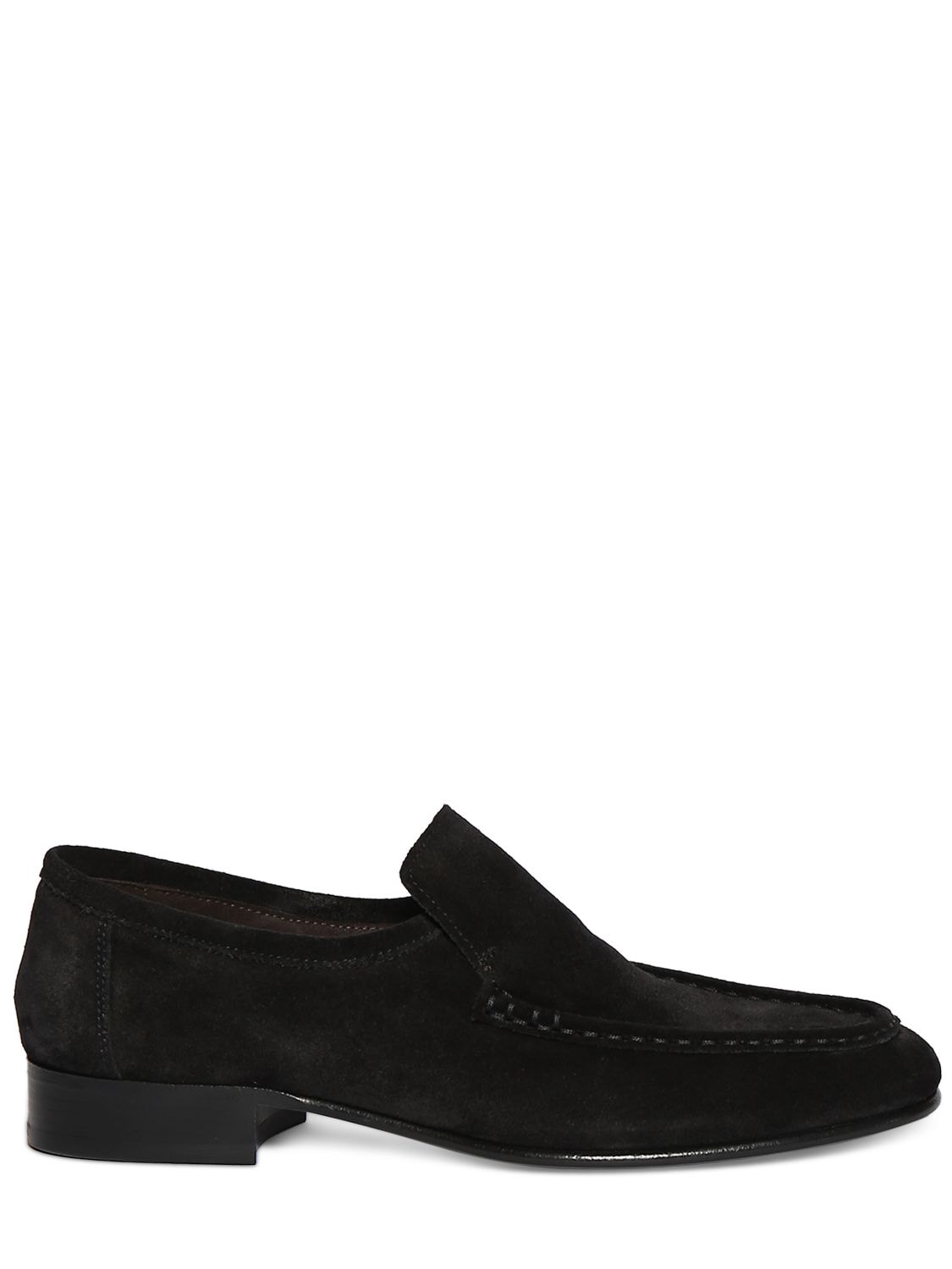 The Row Soft Suede Easy Loafers In Black