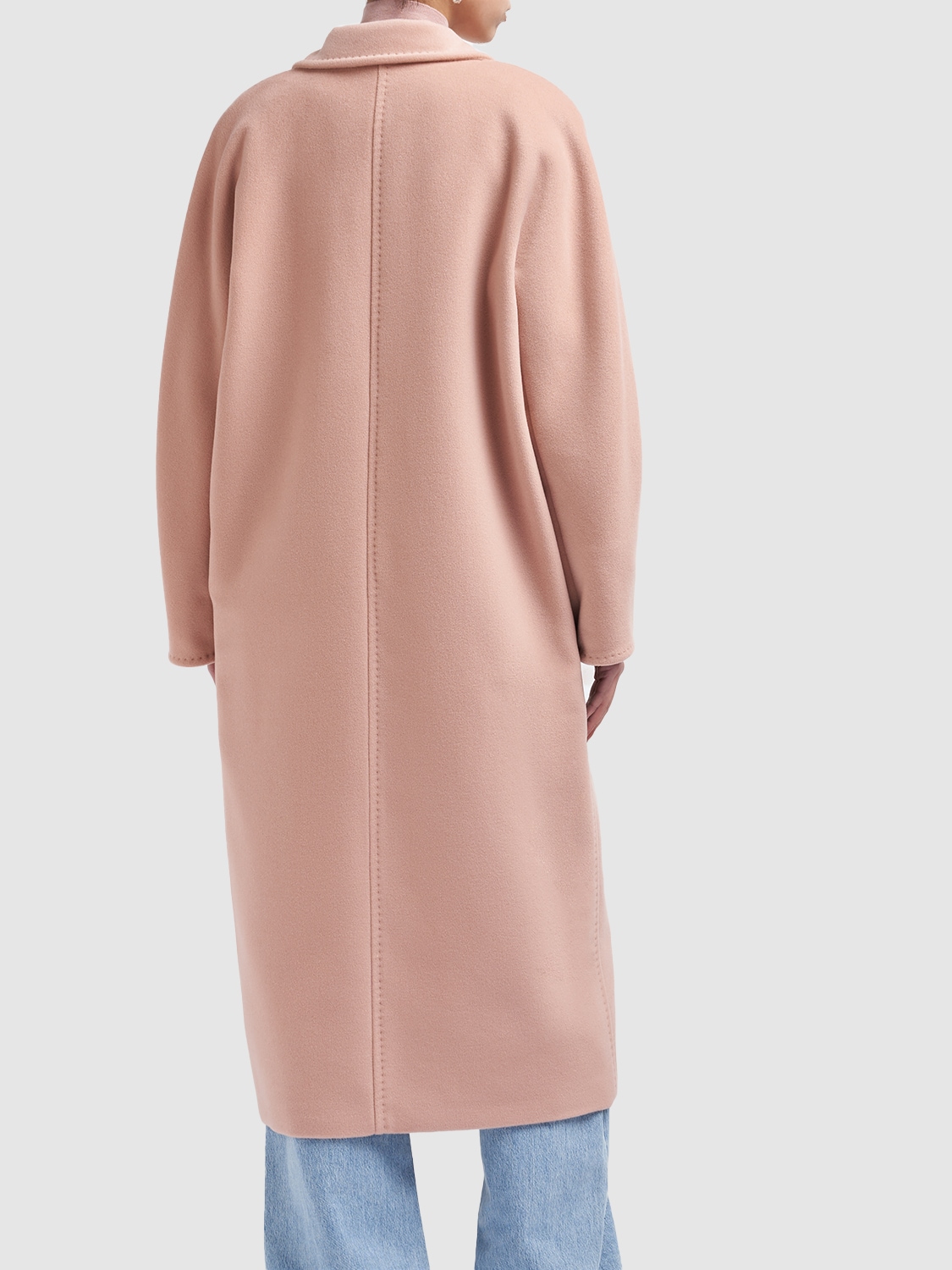 Shop Max Mara Madame Double Breasted Wool Long Coat In Pink Blush