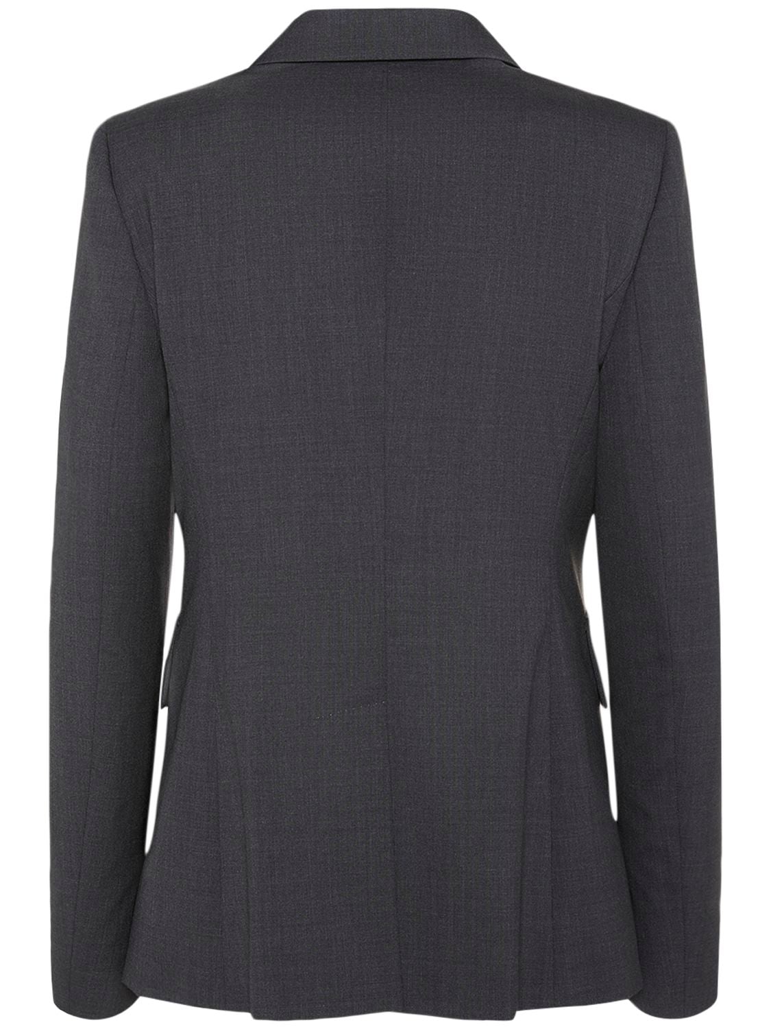 Shop Max Mara Editore Wool Double Breasted Jacket In Dark Grey