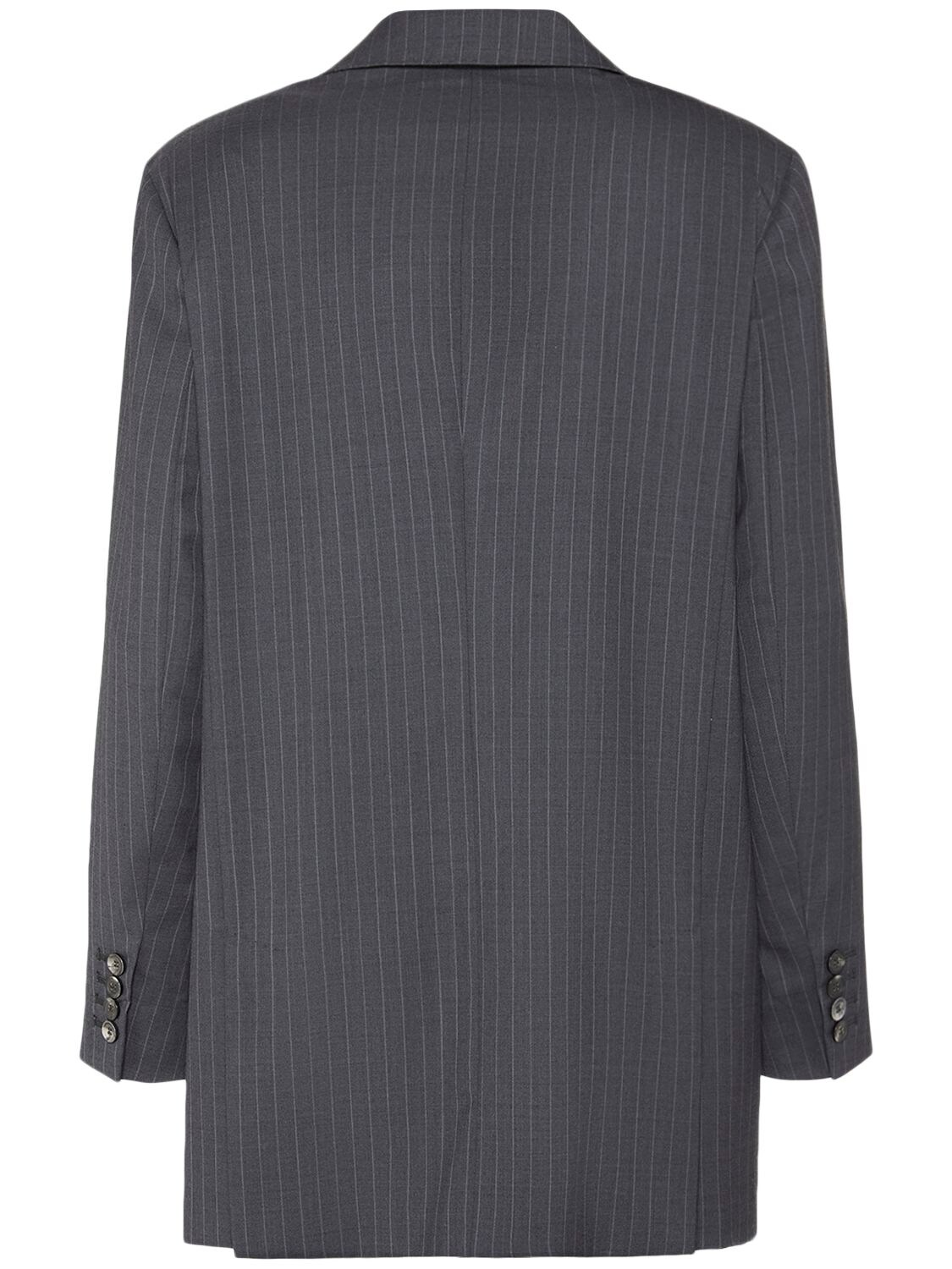 Shop Max Mara Oche Single Breasted Pinstripe Jacket In Grey