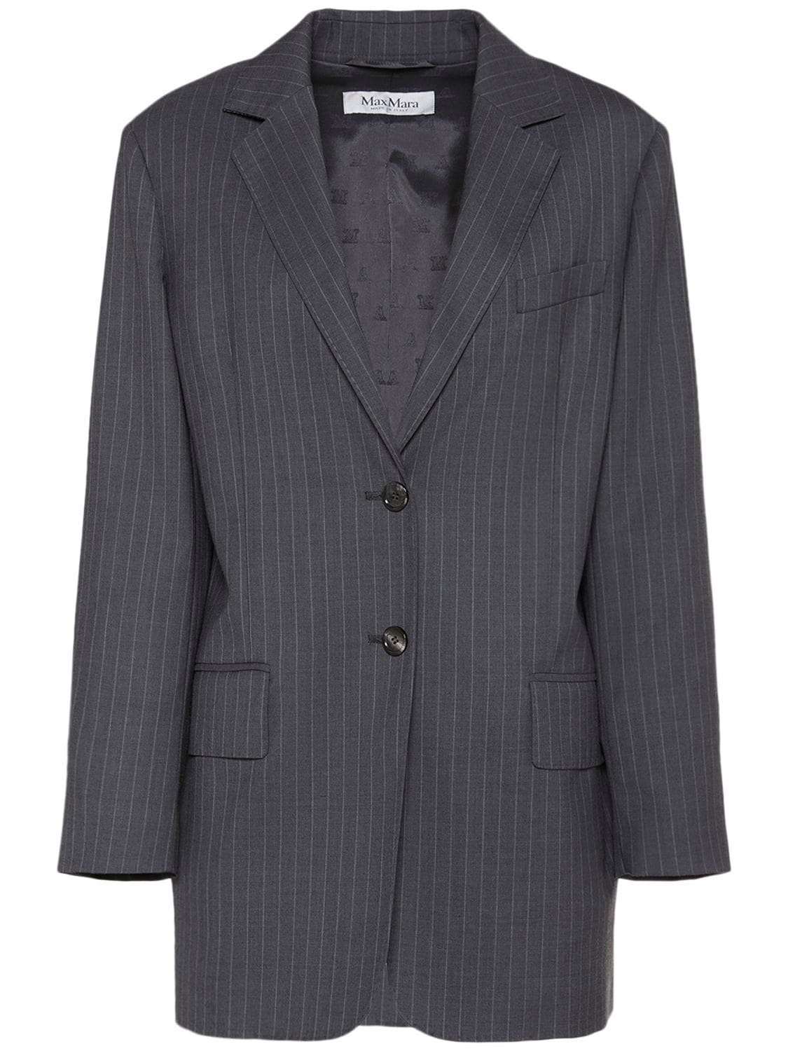 Max Mara Oche Single Breasted Pinstripe Jacket In Grey