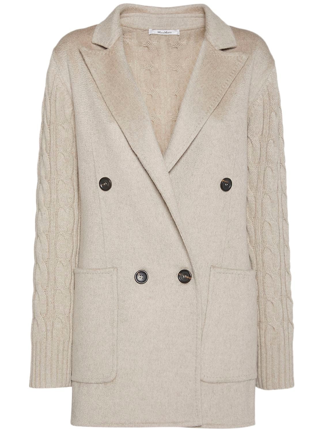 Max Mara Dalida Cable-knit Wool And Cashmere-blend Jacket In Cacha