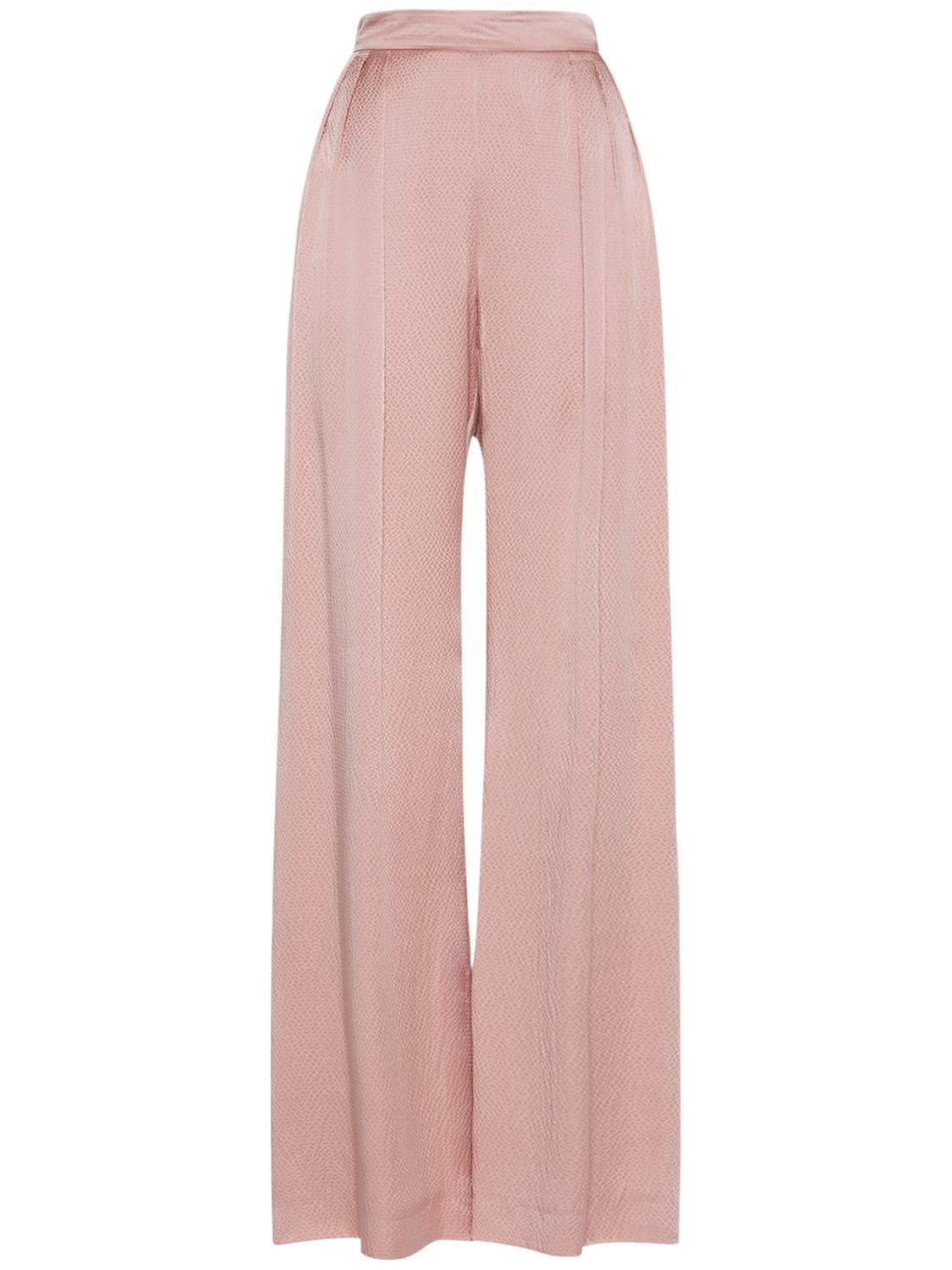 Max Mara Bridal Uncino Pleated Wide-leg Trousers In Pink