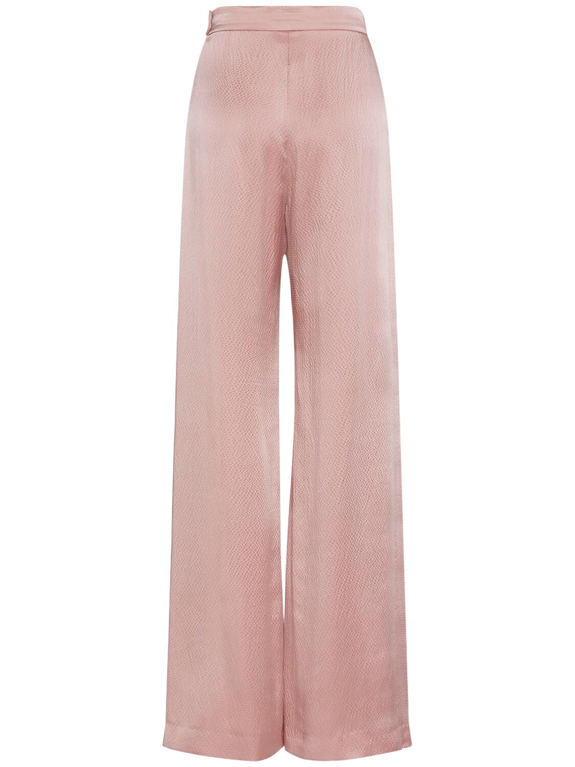 Shop Max Mara Uncino Textured Satin Wide Pants In Pink