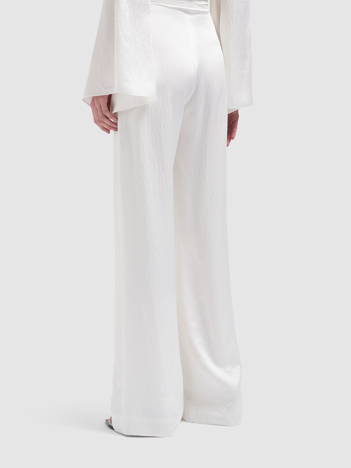 Max Mara Uncino Textured Satin Wide Pants In White