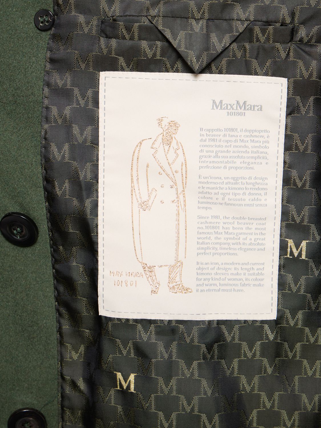Shop Max Mara Madame Double Breasted Wool Long Coat In Dark Green