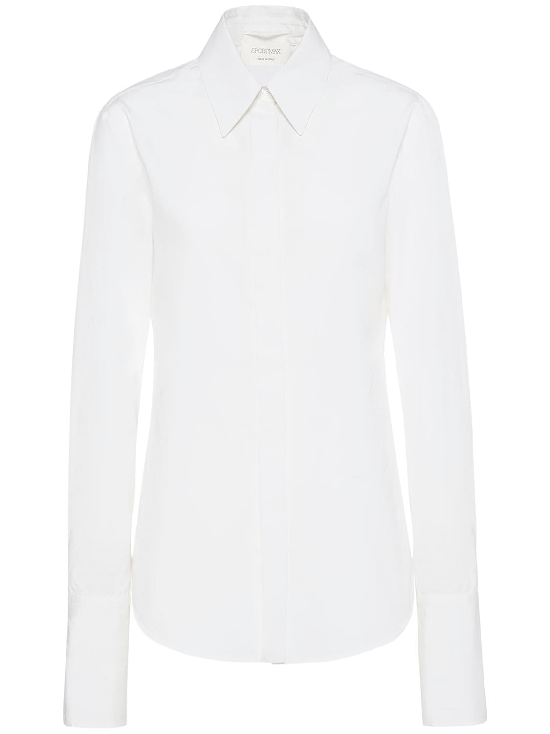 Sportmax Oste Fitted Cotton Poplin Shirt In White