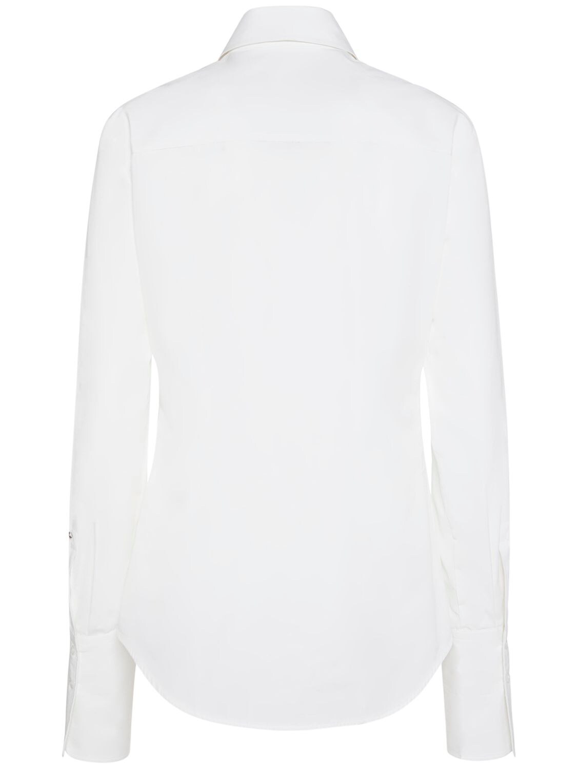 Shop Sportmax Oste Fitted Cotton Poplin Shirt In White