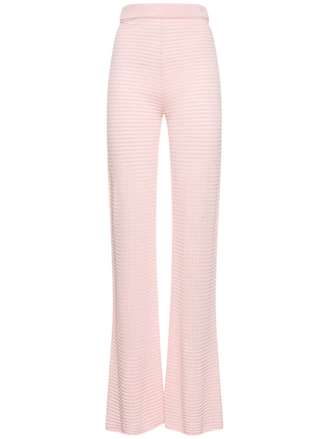 Remain Jana Fitted Stretch Viscose Knit Trousers In Rosa