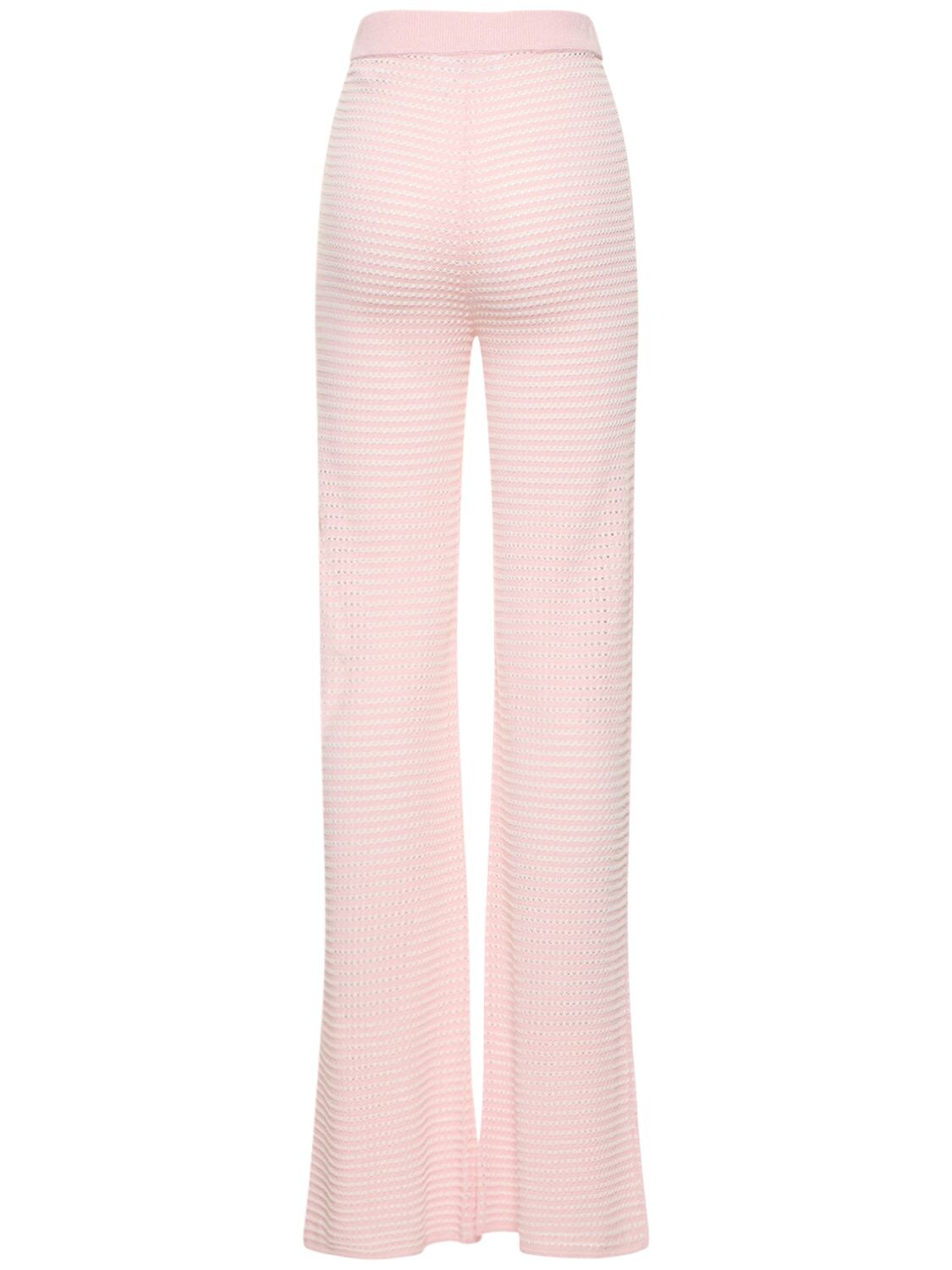 Shop Remain Jana Fitted Stretch Viscose Knit Pants In Rosa