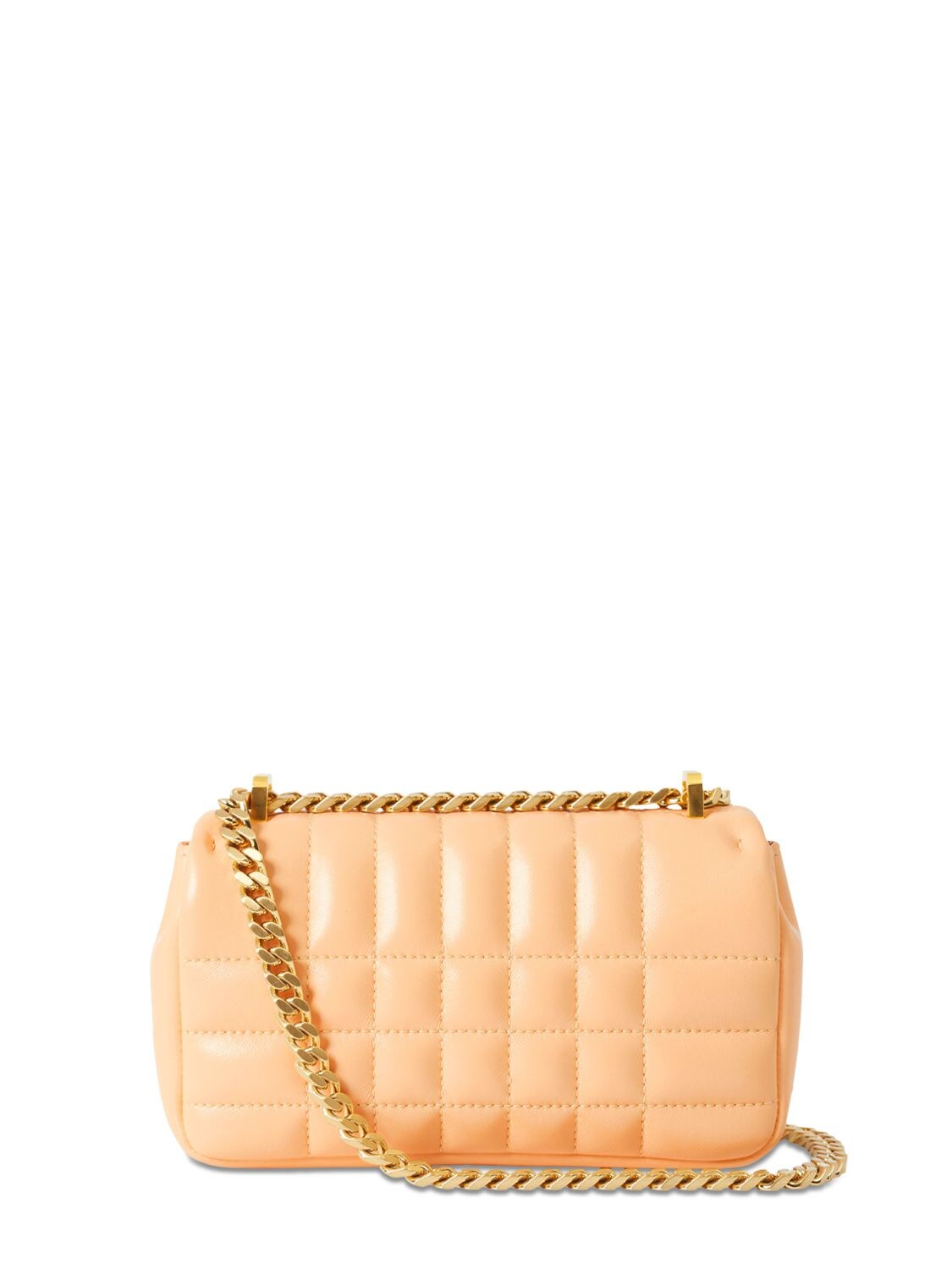 Shop Burberry Mini Lola Quilted Leather Shoulder Bag In Golde Sand