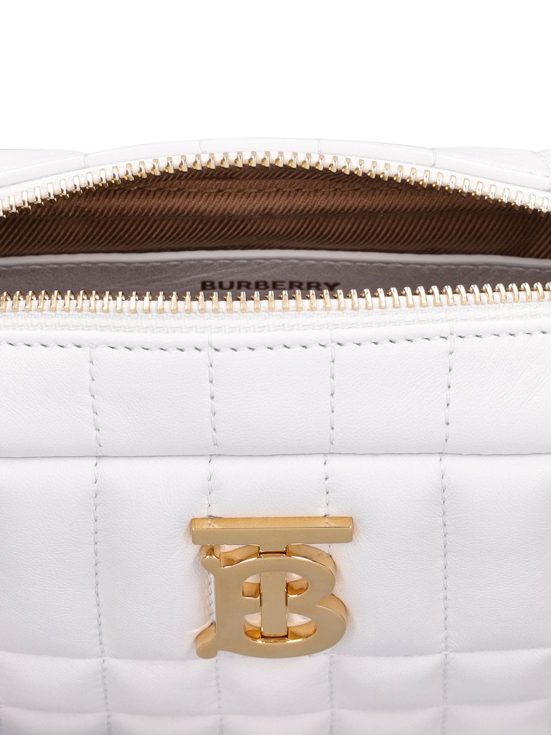 Burberry Lola Small Quilted Leather Crossbody Bag Optic White