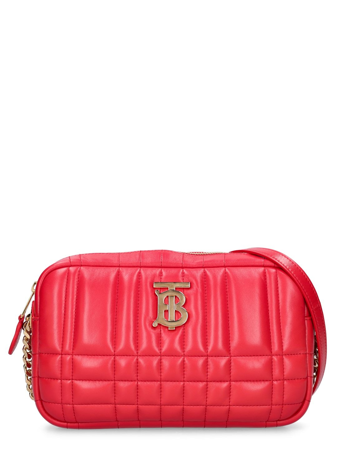 Shop Burberry Small Lola Quilted Leather Camera Bag In Bright Red