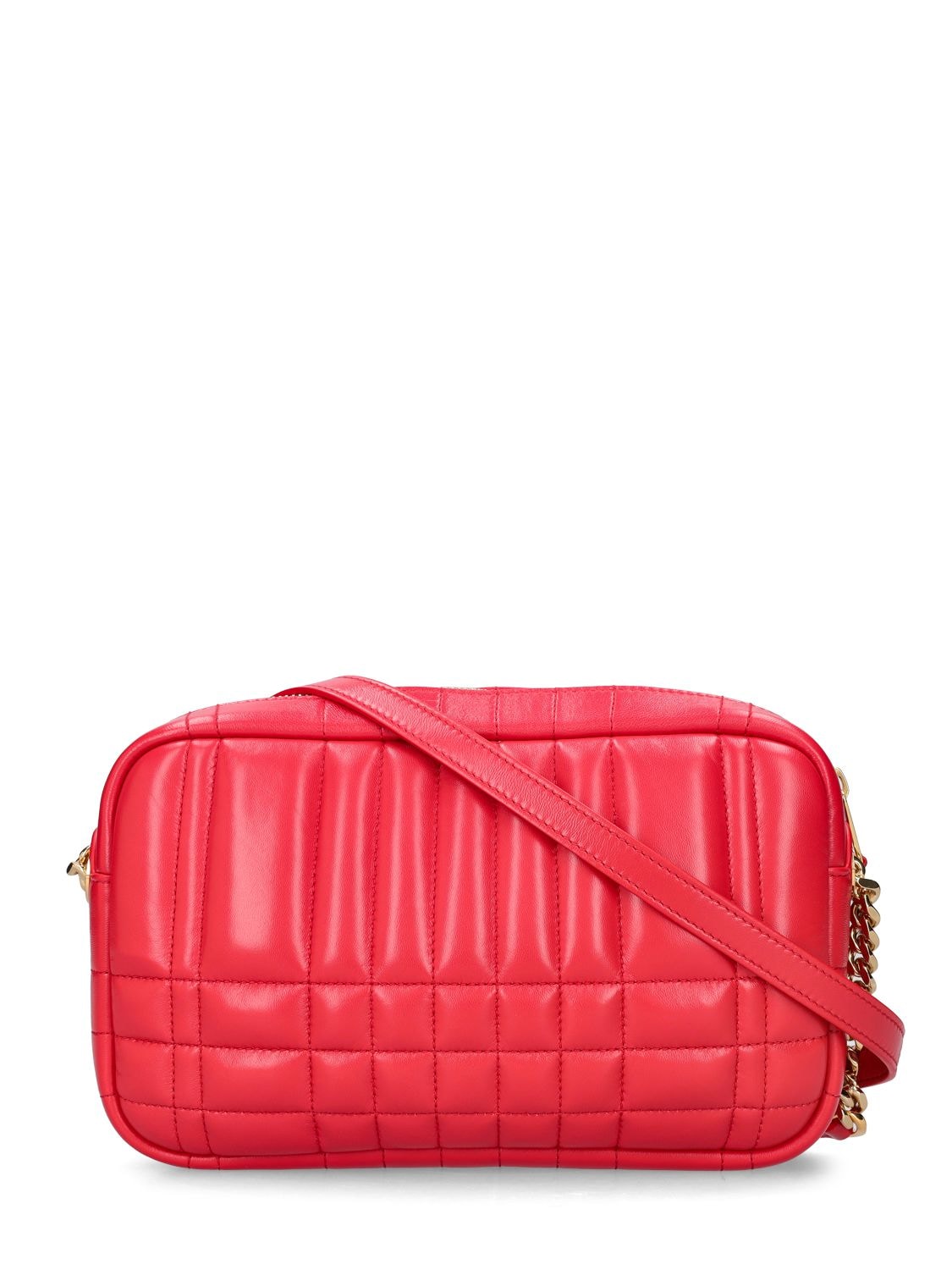 Shop Burberry Small Lola Quilted Leather Camera Bag In Bright Red
