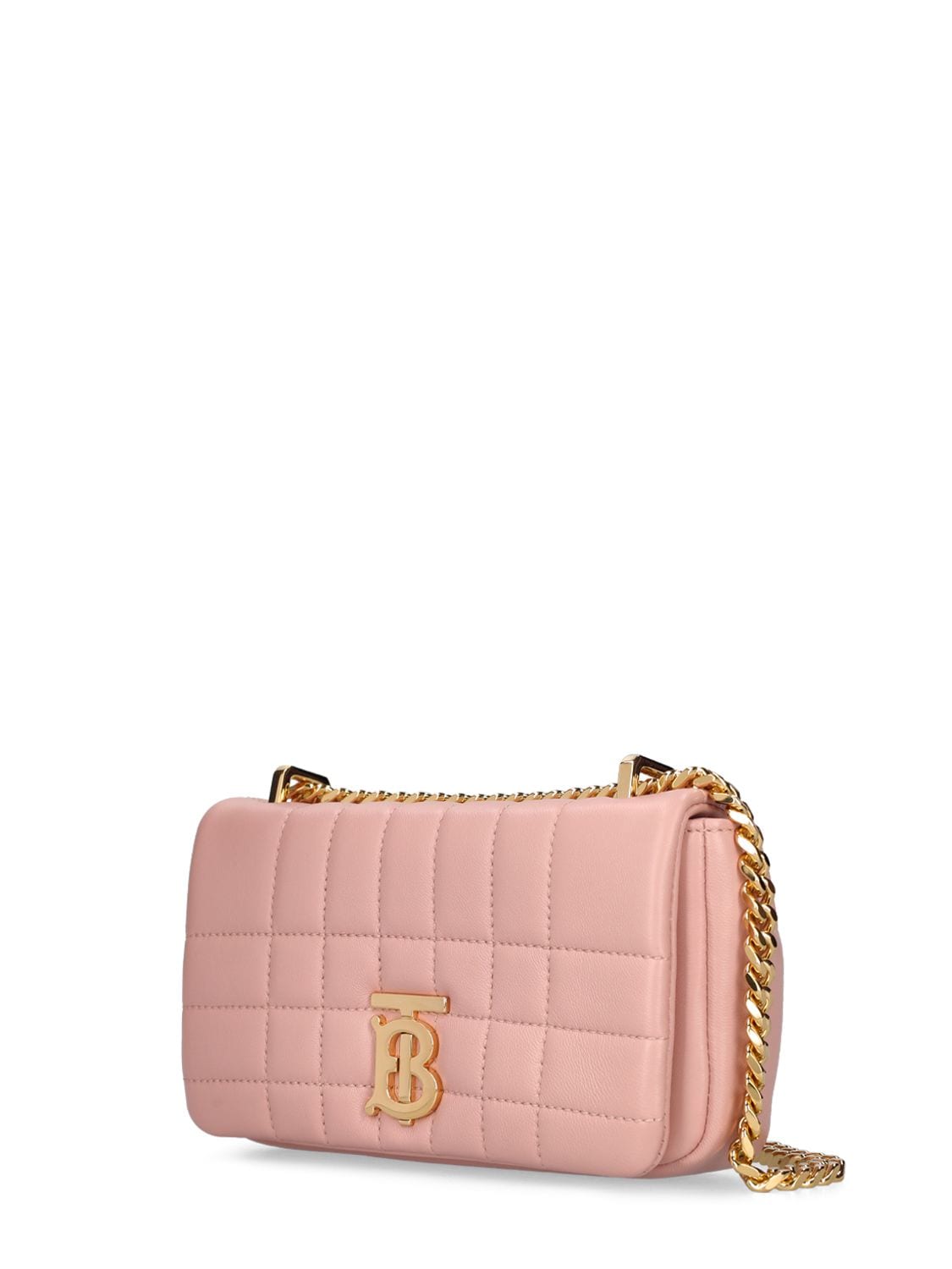 Shop Burberry Mini Lola Quilted Leather Shoulder Bag In Dusky Pink