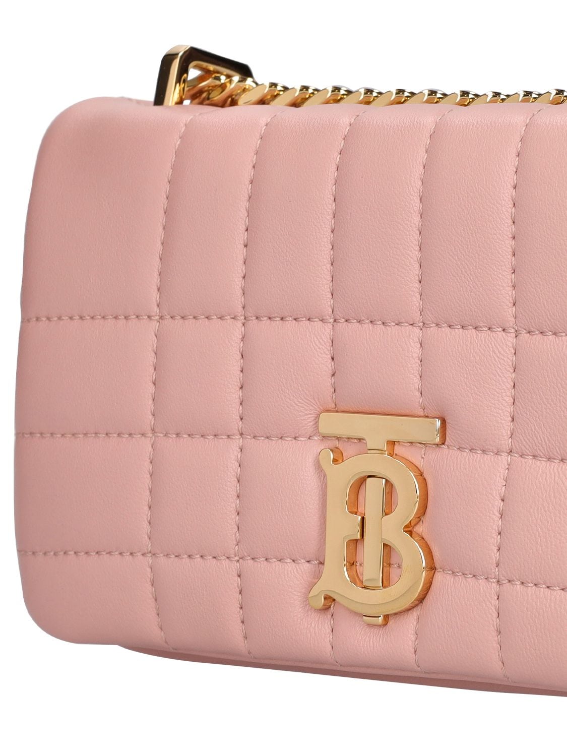 Shop Burberry Mini Lola Quilted Leather Shoulder Bag In Dusky Pink