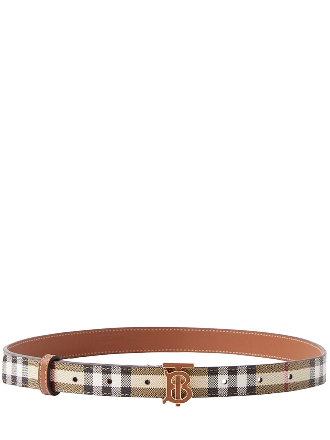 Shop Burberry 2cm Check Printed Belt In Vcheck,brown