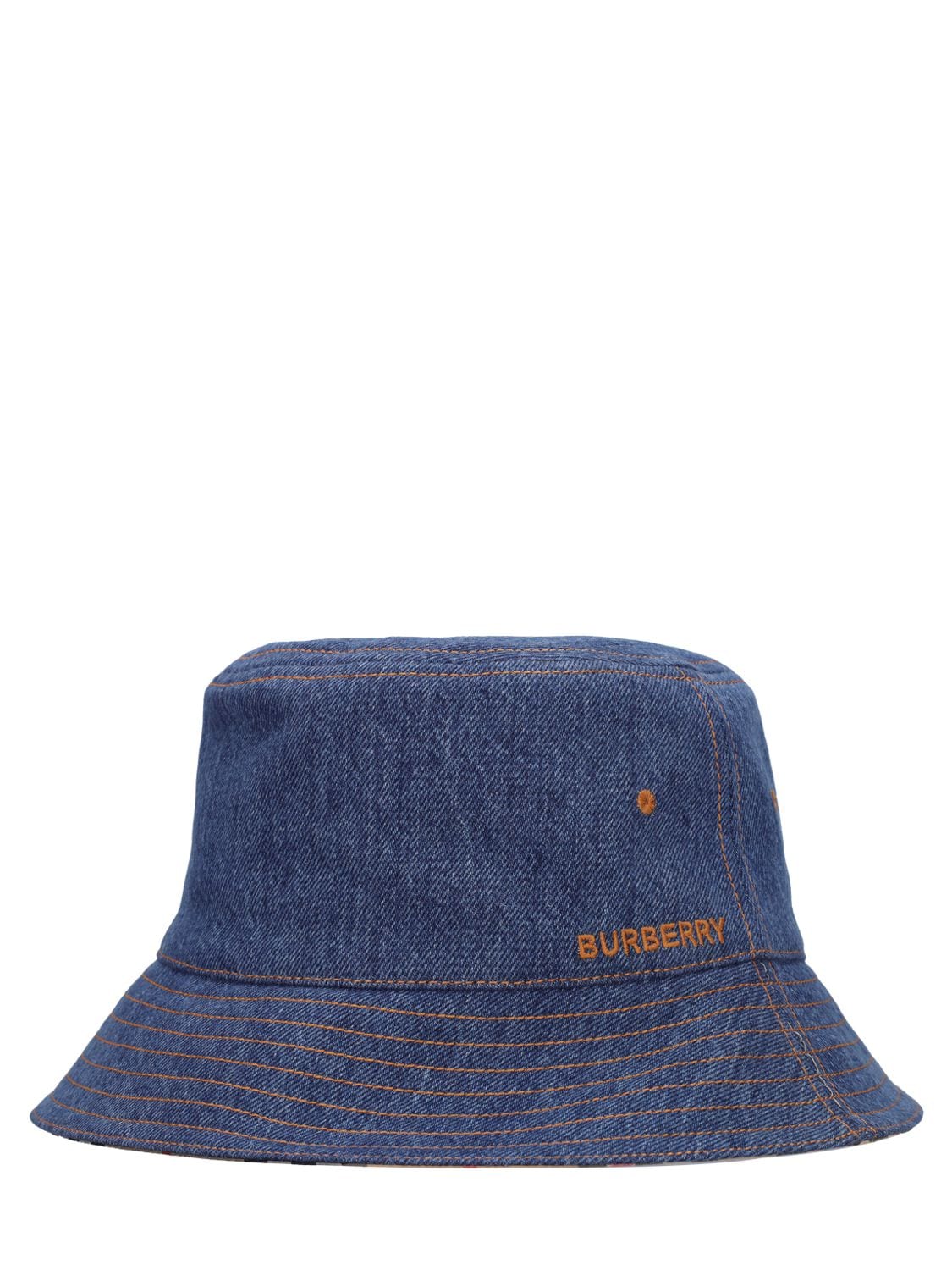 Shop Burberry Washed Cotton Denim Bucket Hat In Washed Indigo