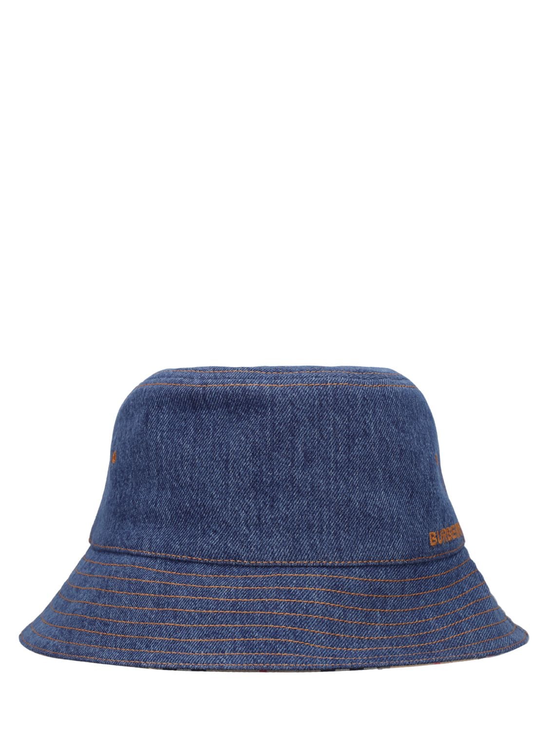 Shop Burberry Washed Cotton Denim Bucket Hat In Washed Indigo