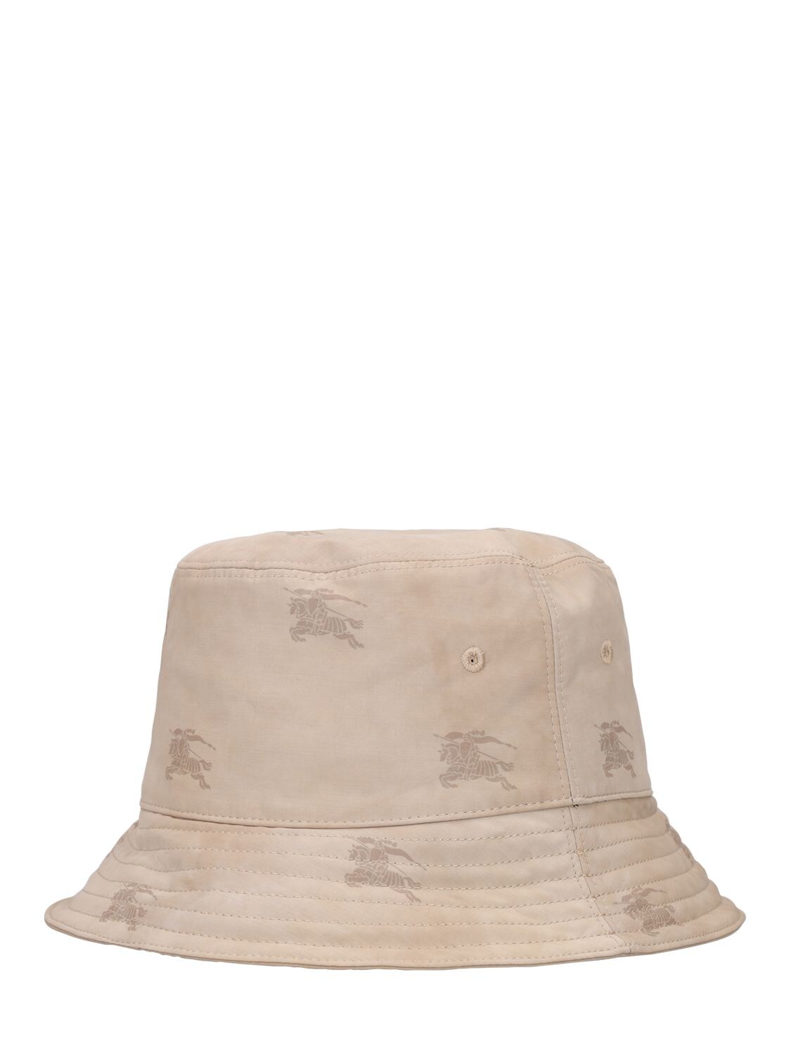 Shop Burberry Knight Printed Cotton Blend Bucket Hat In Beige