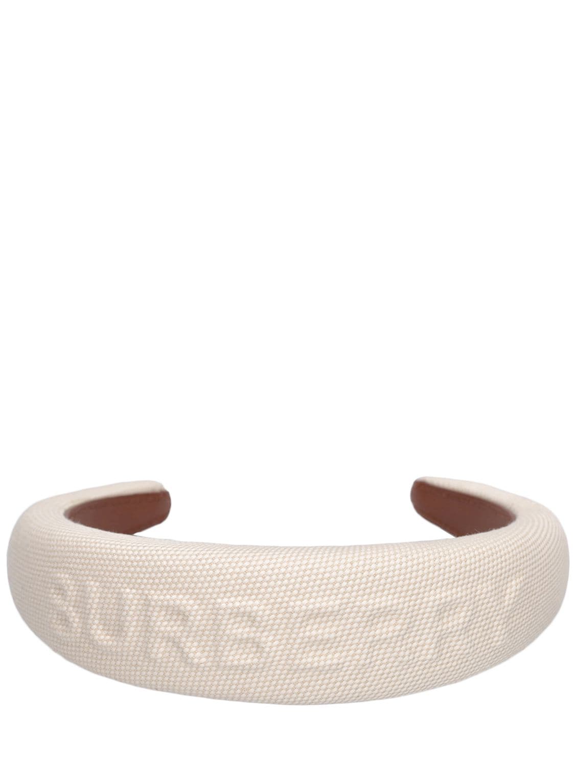 Shop Burberry Logo Debossed Cotton Headband In Natural