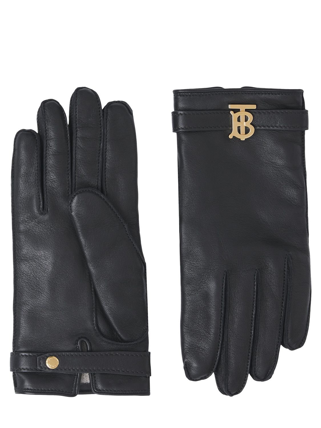 Shop Burberry Victoria Leather Gloves In Black