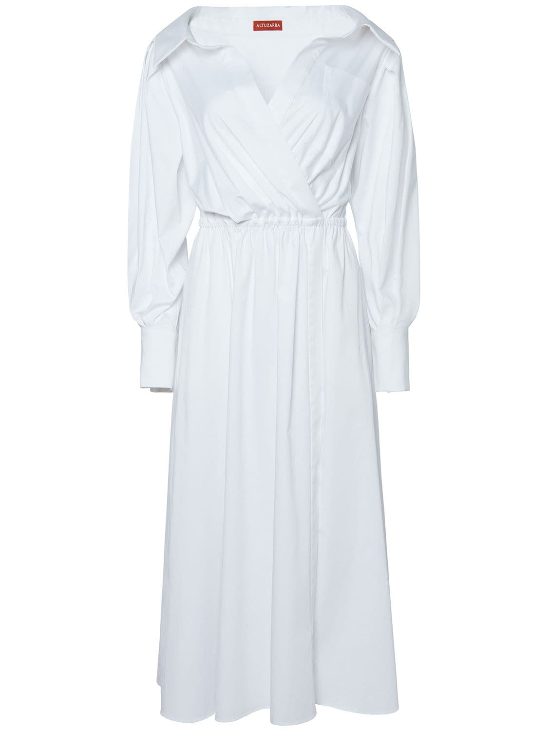 Altuzarra Lyddy Cotton-blend Dress In Optic_white