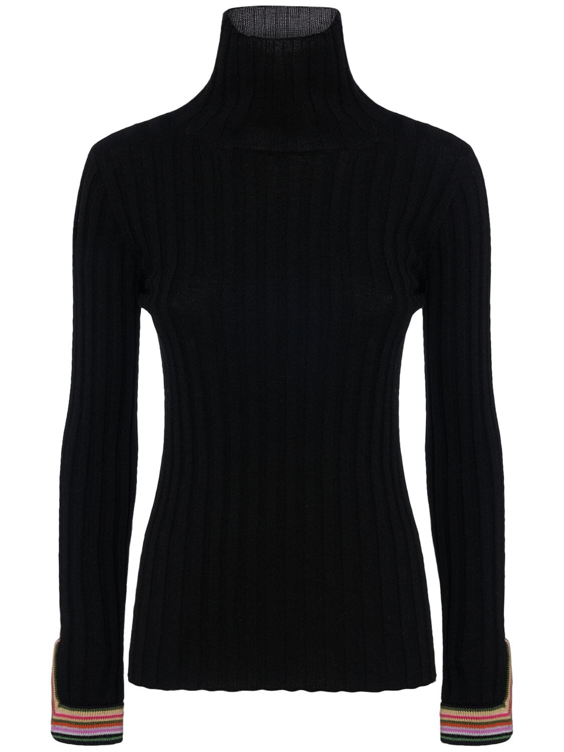 Etro Wool Knit Turtleneck Sweater In Black