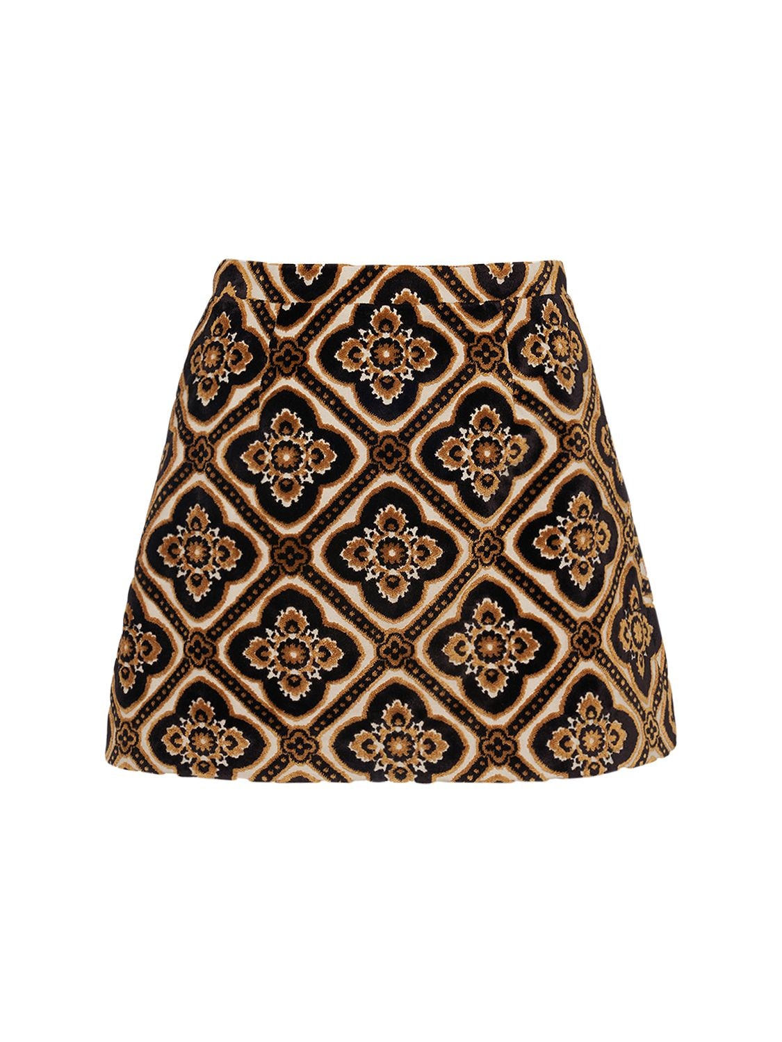 Etro Tapestry Patterned Velvet Mini Skirt In Multicolor