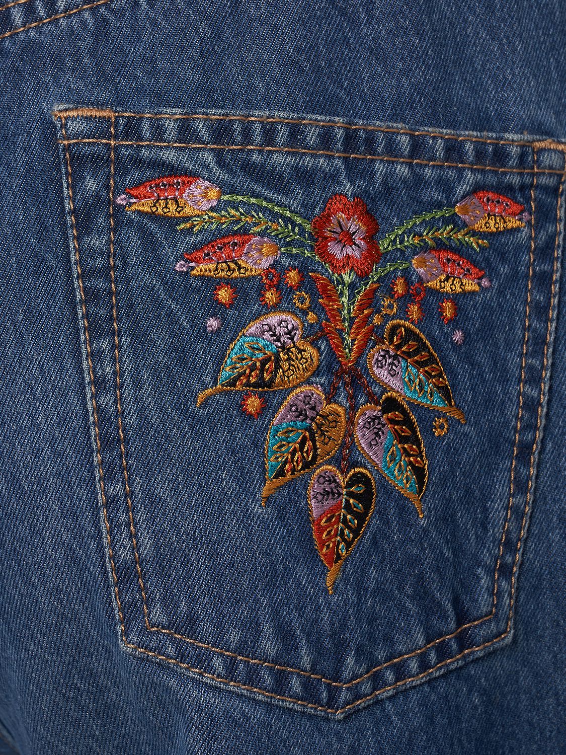 Shop Etro Embroidered Denim Flared Jeans