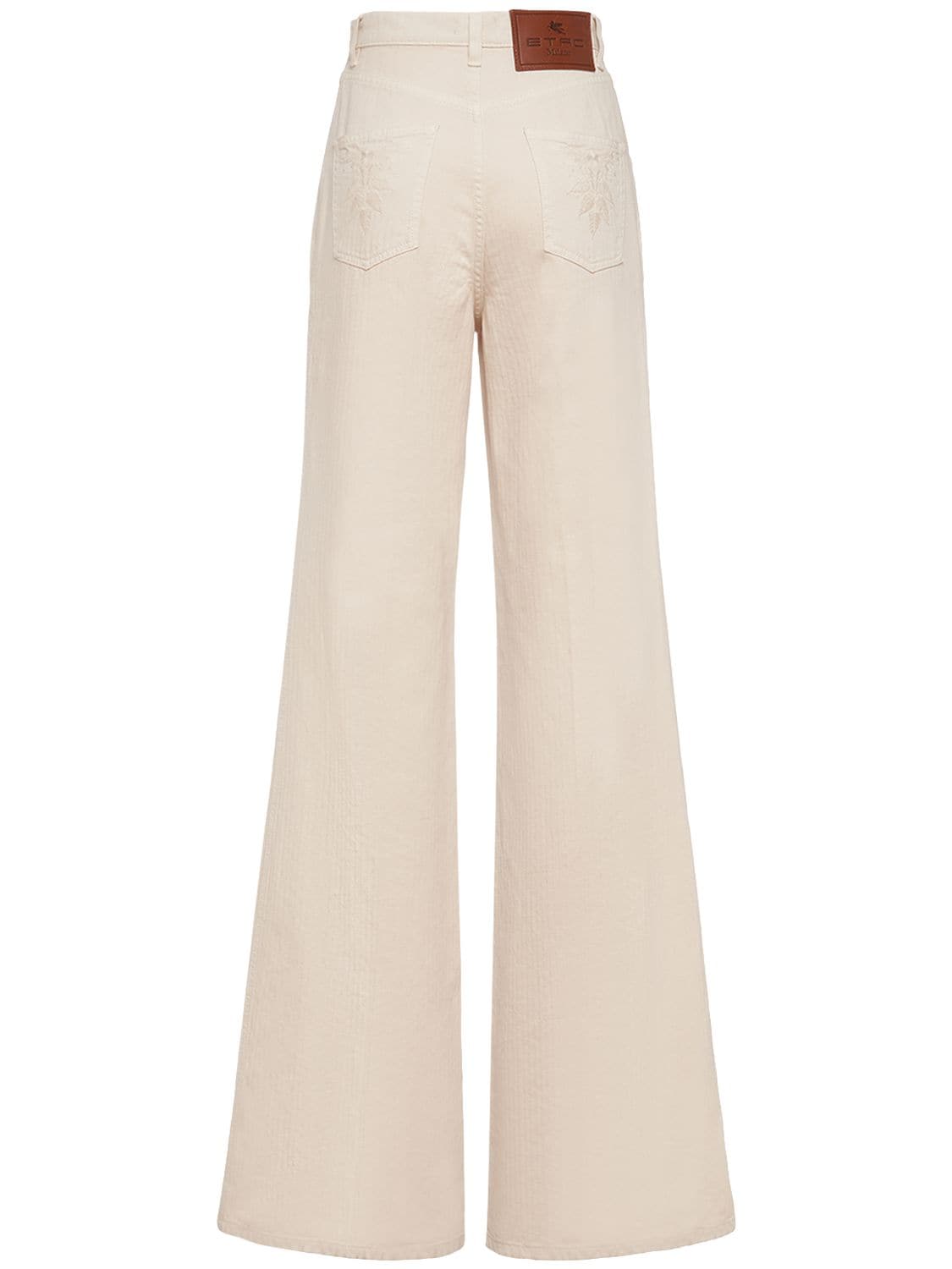 Shop Etro High Rise Flared Denim Jeans In Ivory