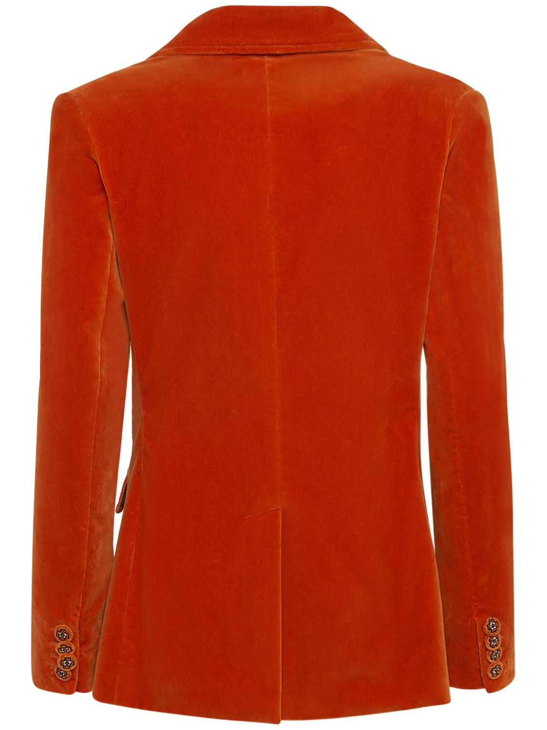 Shop Etro Double Breasted Velvet Blazer In Orange