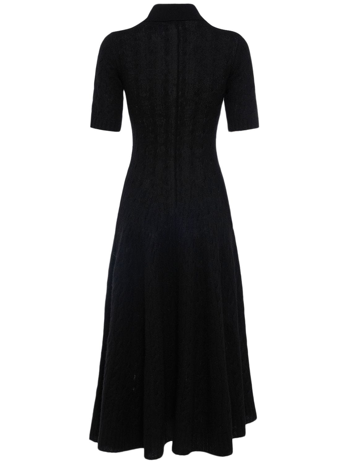Shop Etro Cashmere Knit Long Polo Dress In Black