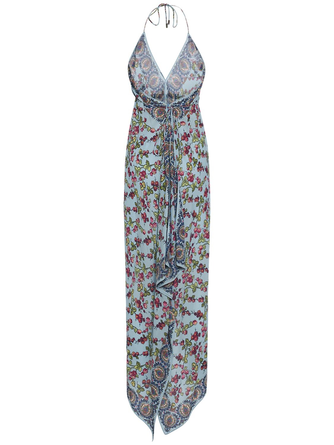 Shop Etro Printed Viscose Long Dress In Multi,blue