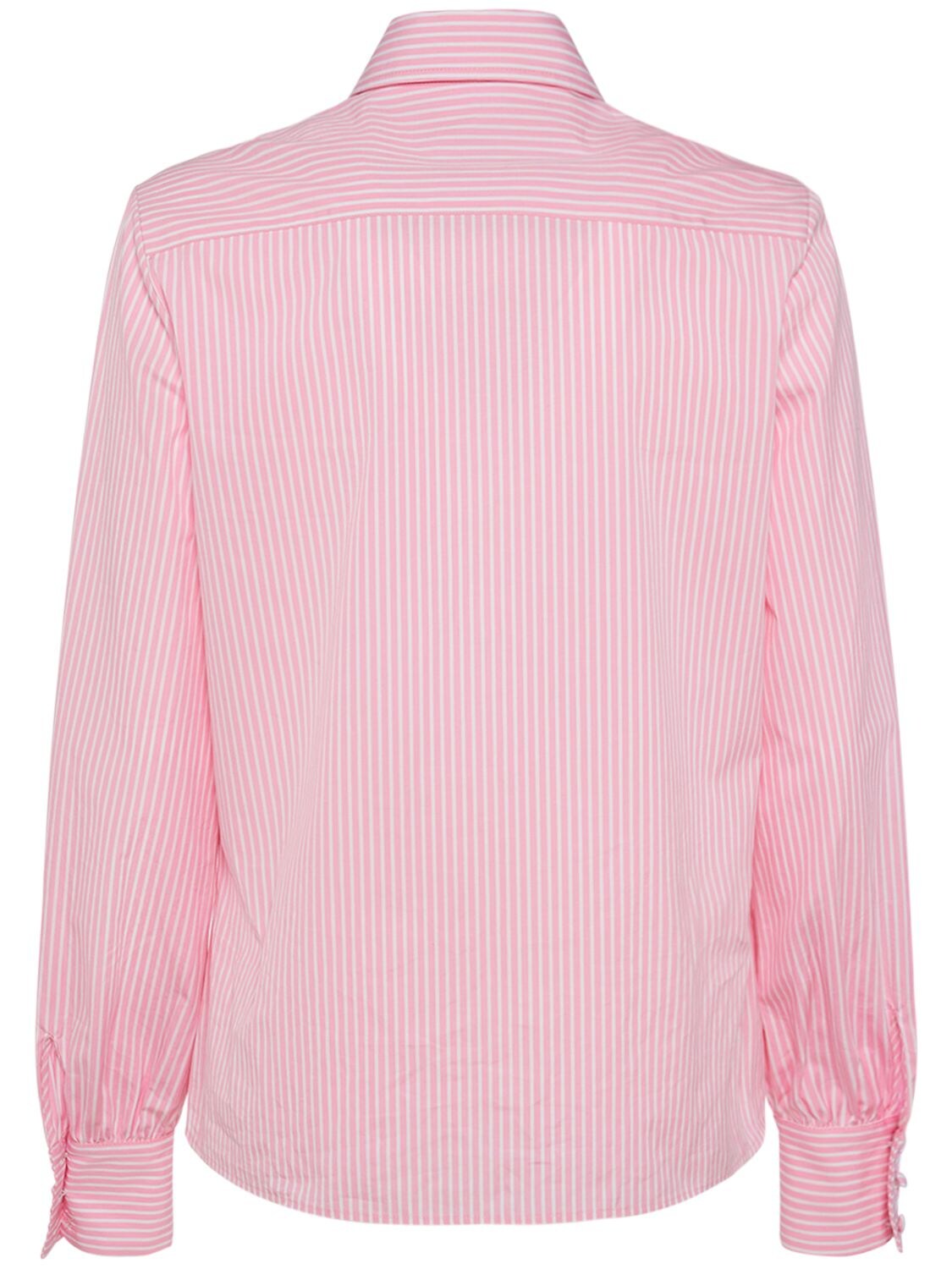 Shop Etro Logo Embroidered Cotton Poplin Shirt In Pink,white