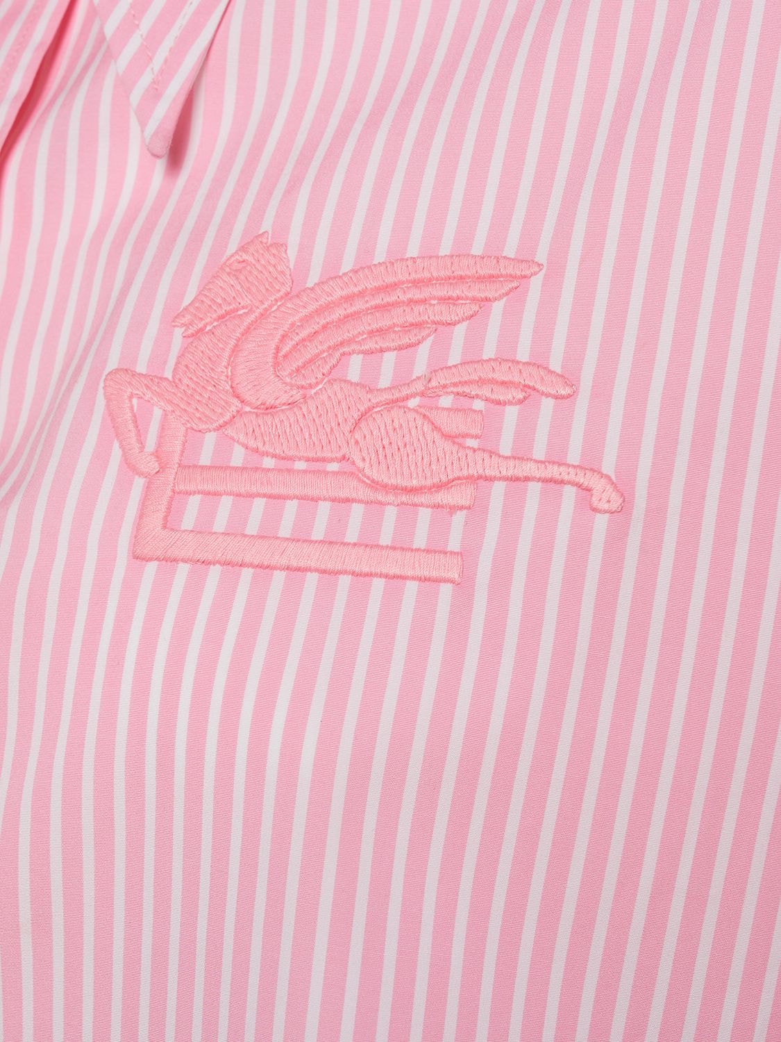 Shop Etro Logo Embroidered Cotton Poplin Shirt In Pink,white
