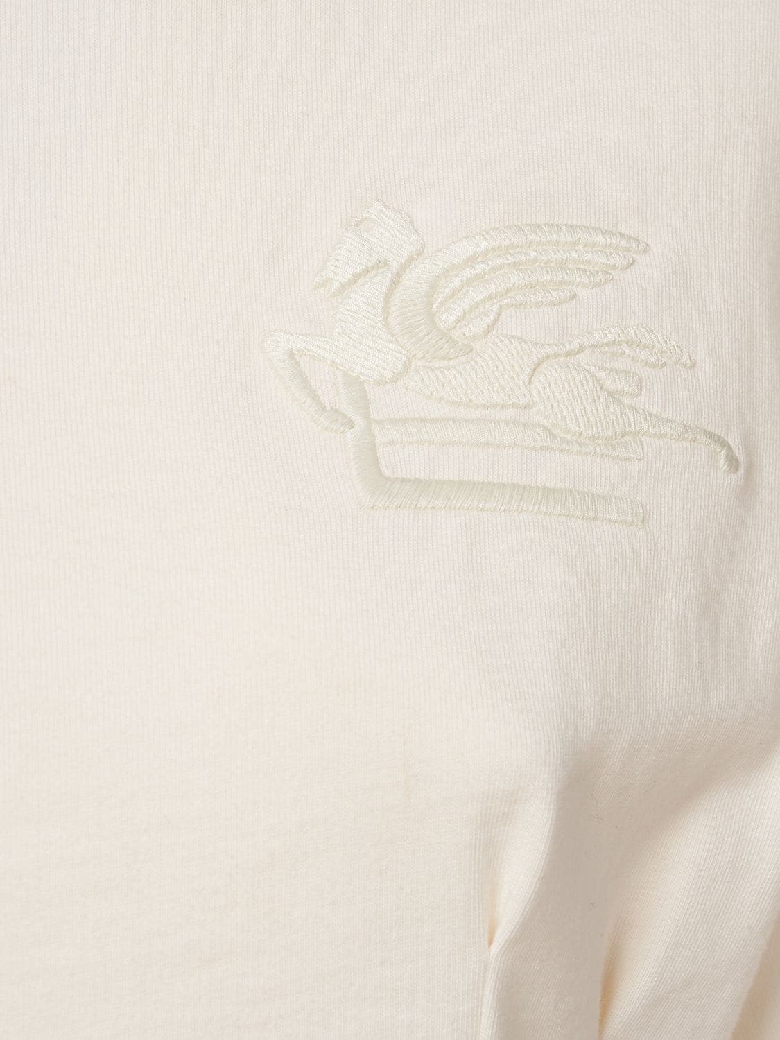 Shop Etro Logo Cotton Jersey Crop T-shirt In White