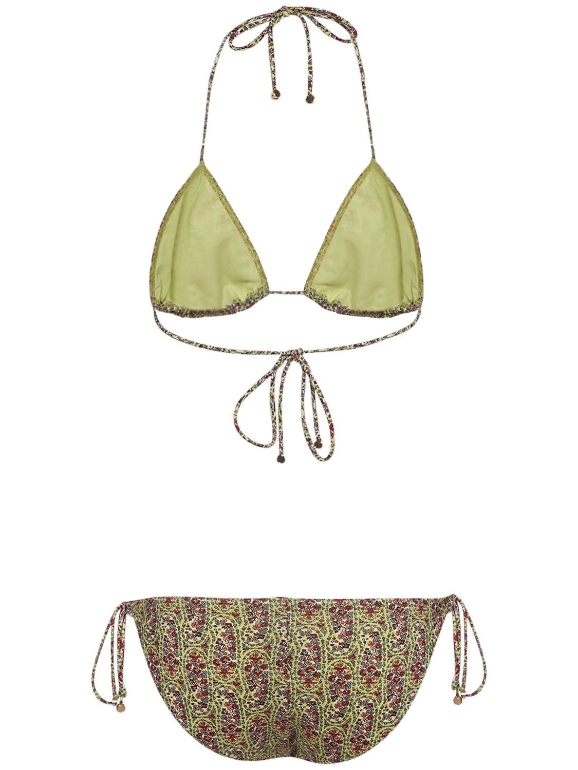 Shop Etro Printed Lycra Bikini Set In Multi,green