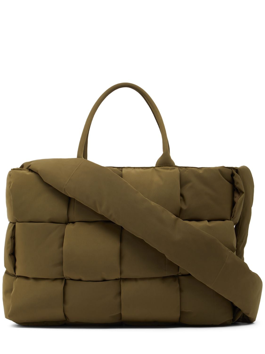 Shop Bottega Veneta Large Arco Padded Tech Tote Bag In Mud