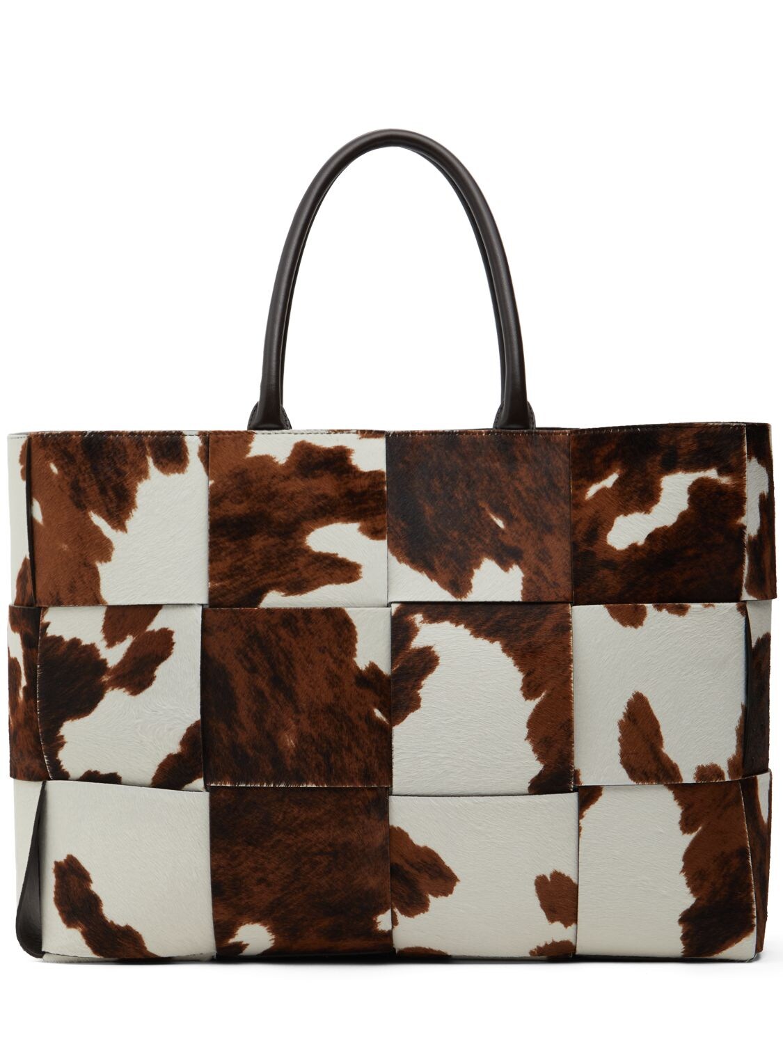Shop Bottega Veneta Large Arco Leather Tote Bag In White,brown