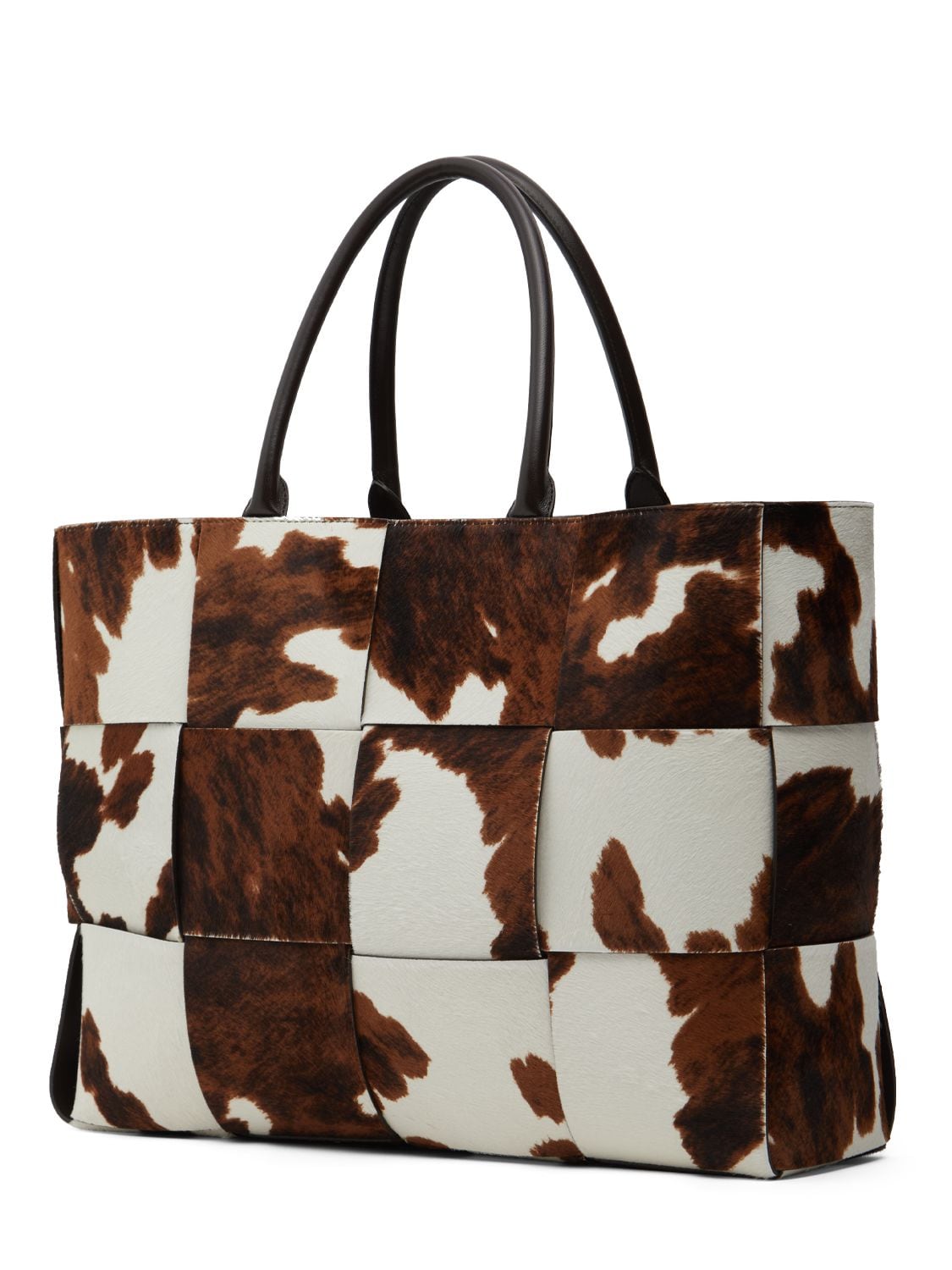 Shop Bottega Veneta Large Arco Leather Tote Bag In White,brown