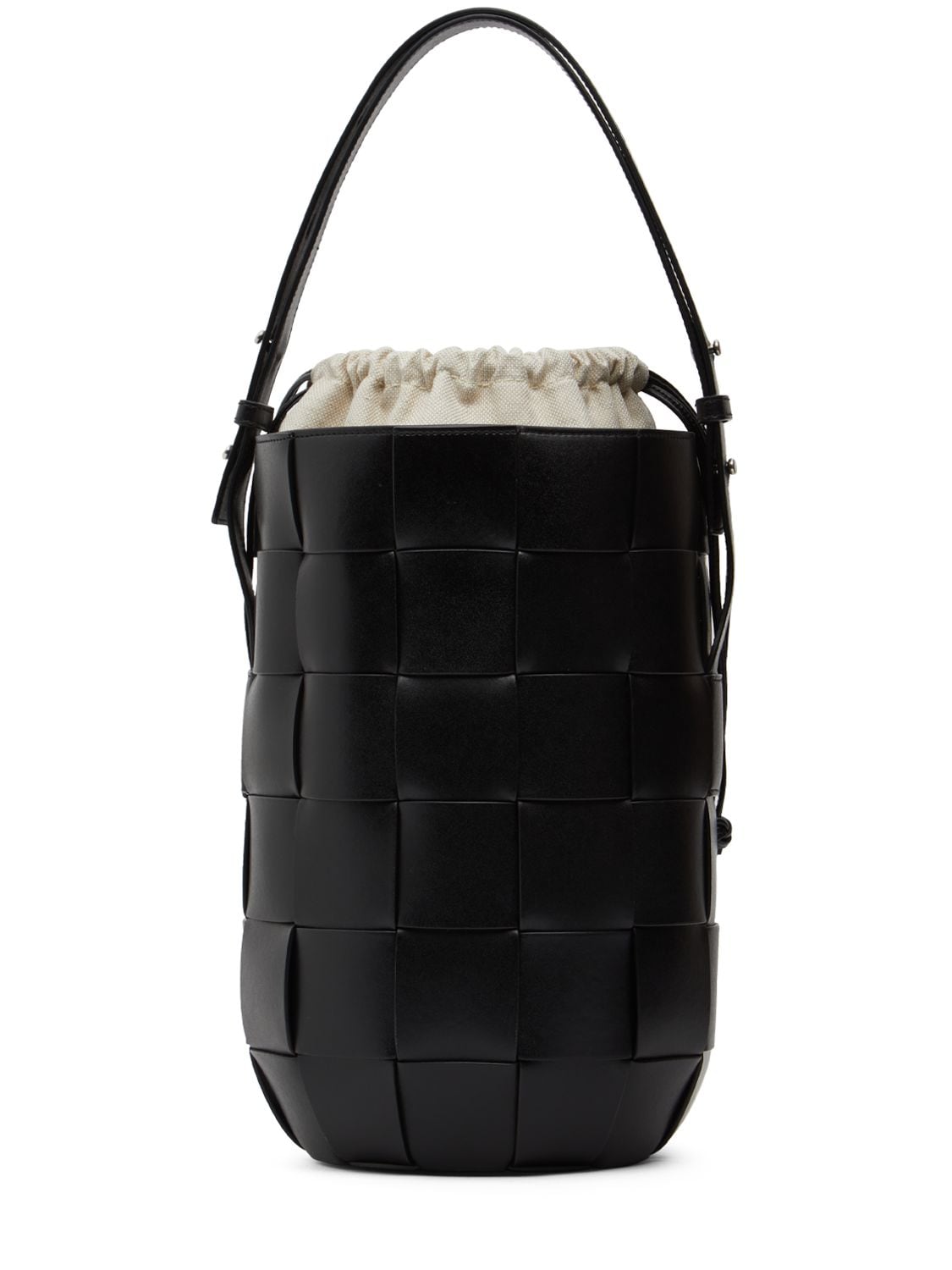 Shop Bottega Veneta Casette Lantern Leather Bucket Bag In Black