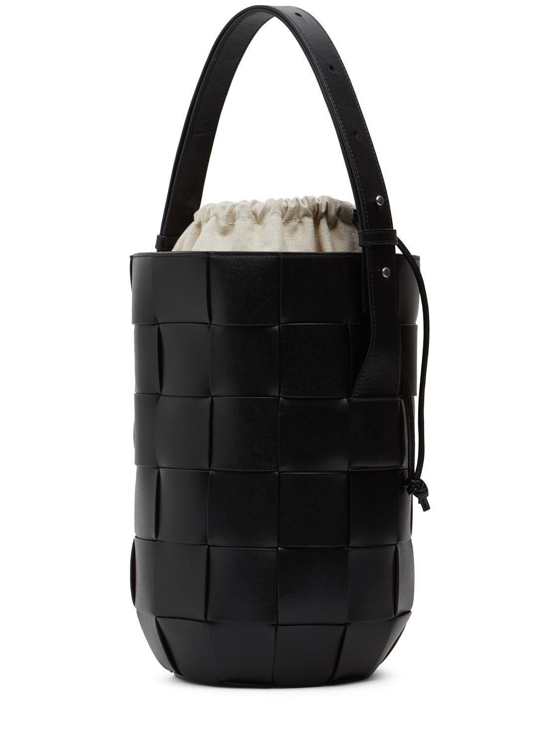 Shop Bottega Veneta Casette Lantern Leather Bucket Bag In Black