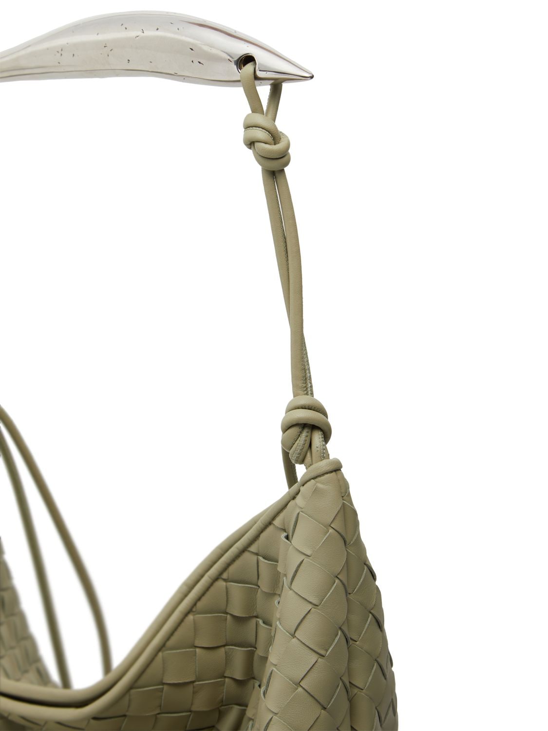 Shop Bottega Veneta Sardine Hobo Leather Shoulder Bag In Travertine