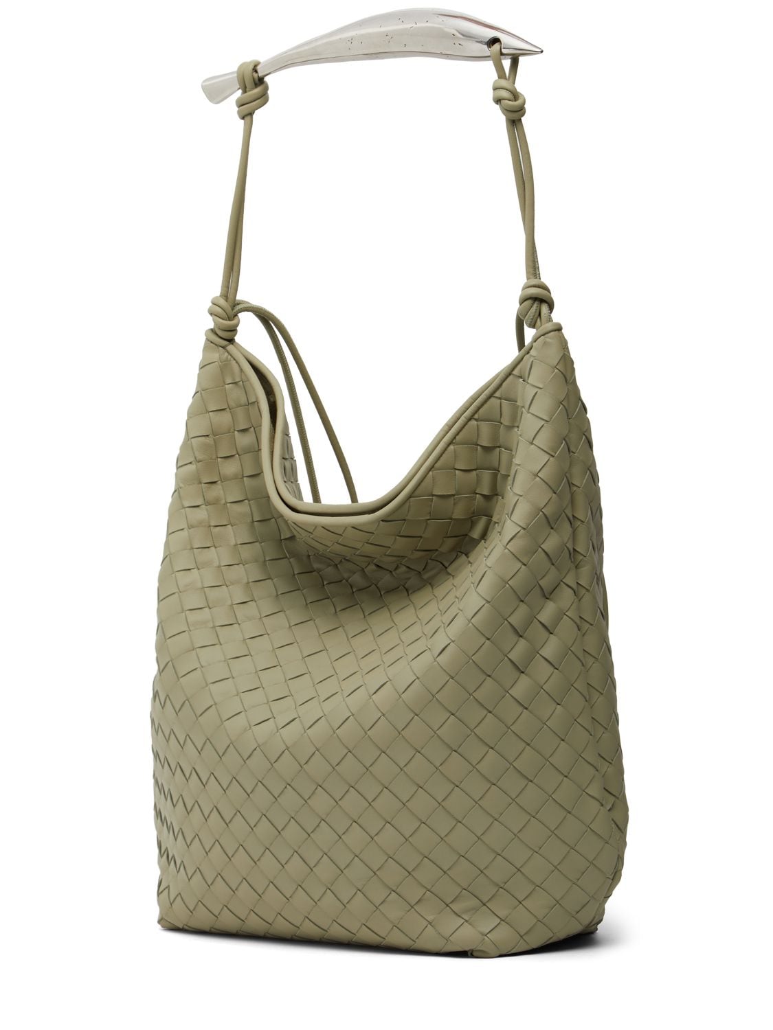 Shop Bottega Veneta Sardine Hobo Leather Shoulder Bag In Travertine