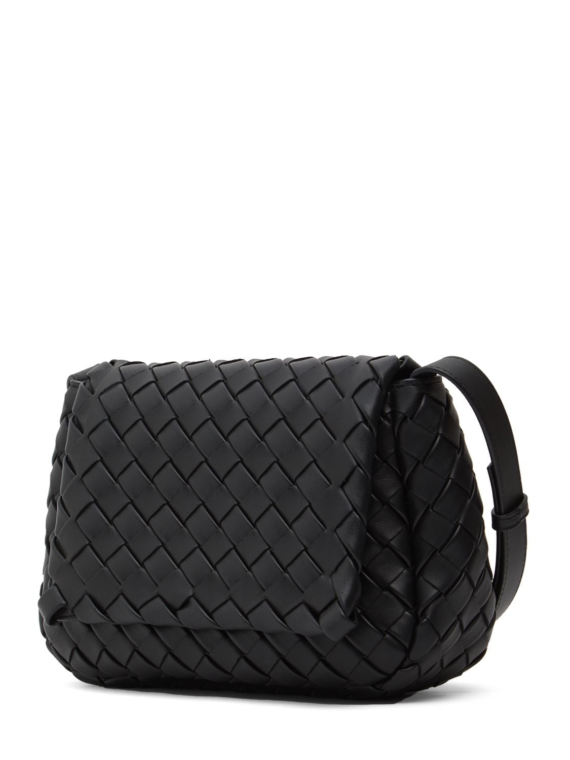 Shop Bottega Veneta Small Cobble Leather Messenger Bag In Black